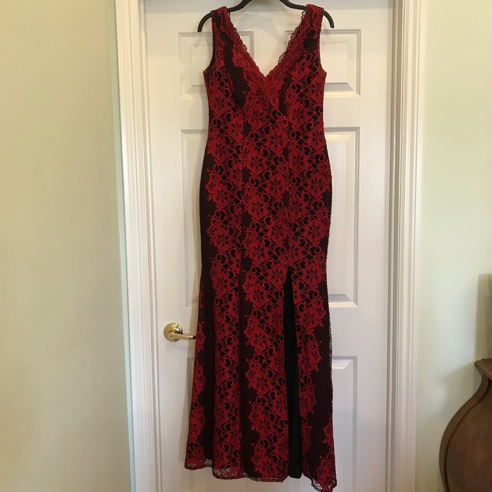 Formal dress - red lace overlay